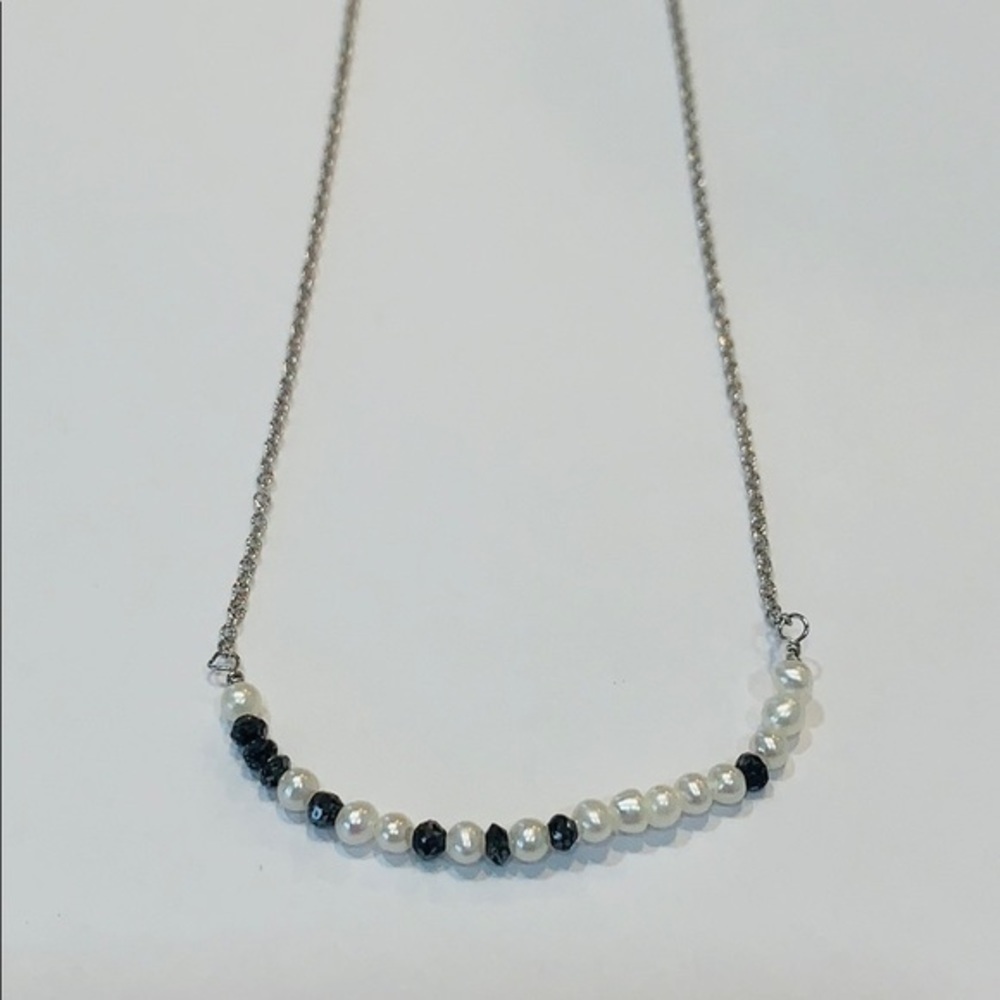 Delicate simple sterling silver seed bead pearl